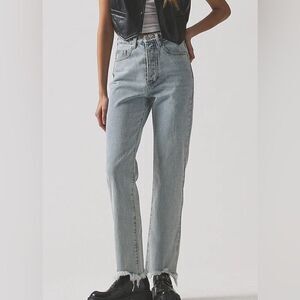 Revolve Superdown Straight Raw Hem Button Fly Jeans- Size 26